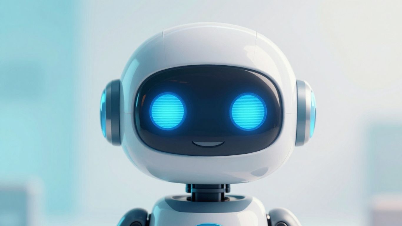 Robot amical avec des yeux bleus lumineux