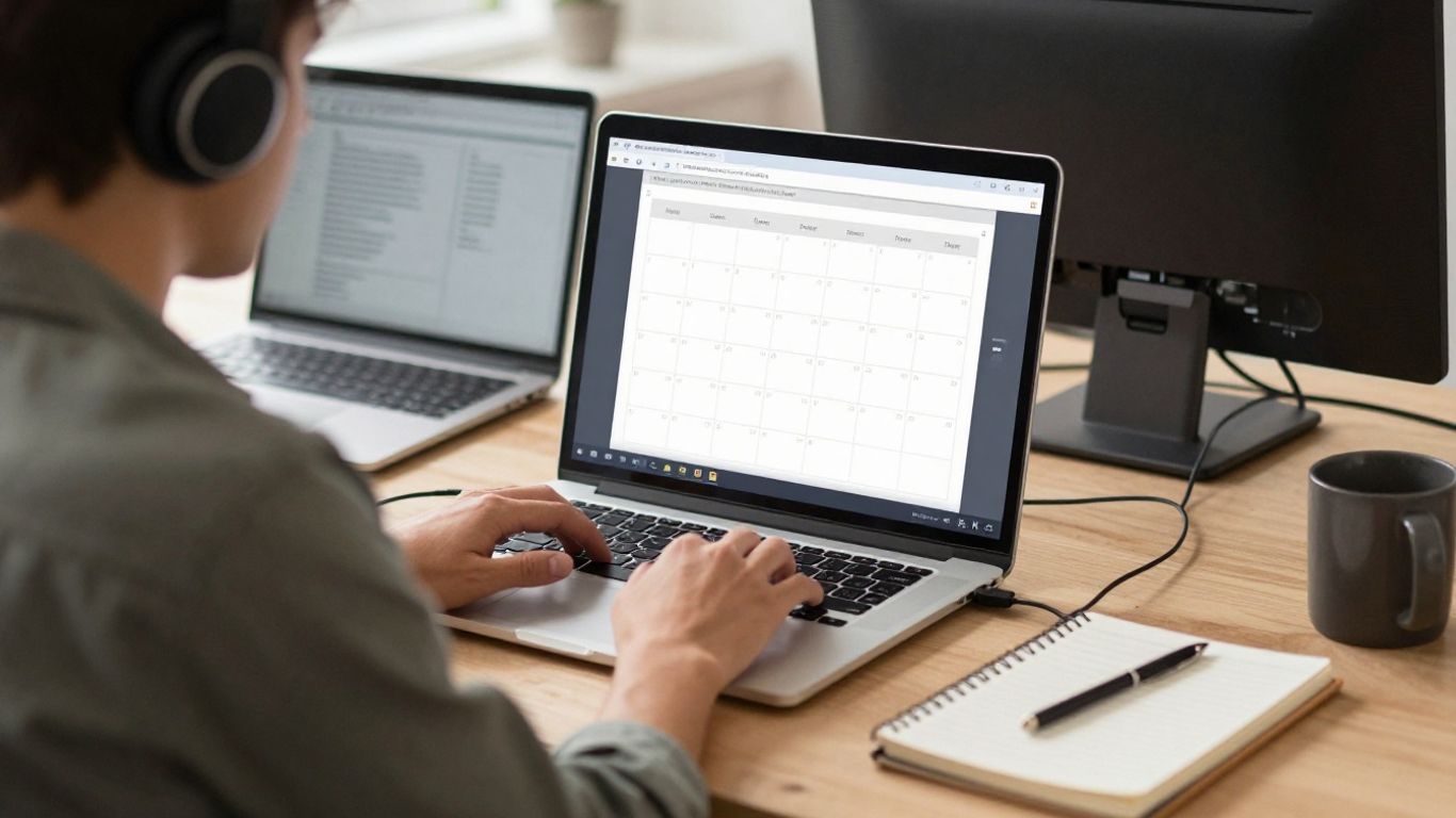 Professionnel utilisant plusieurs outils numériques et une automatisation IA