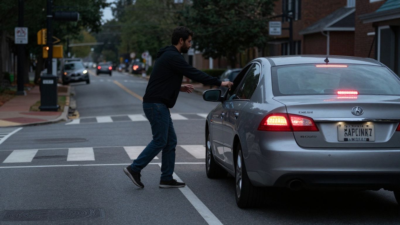 Marietta pedestrian accident scene with car and pedestrian.