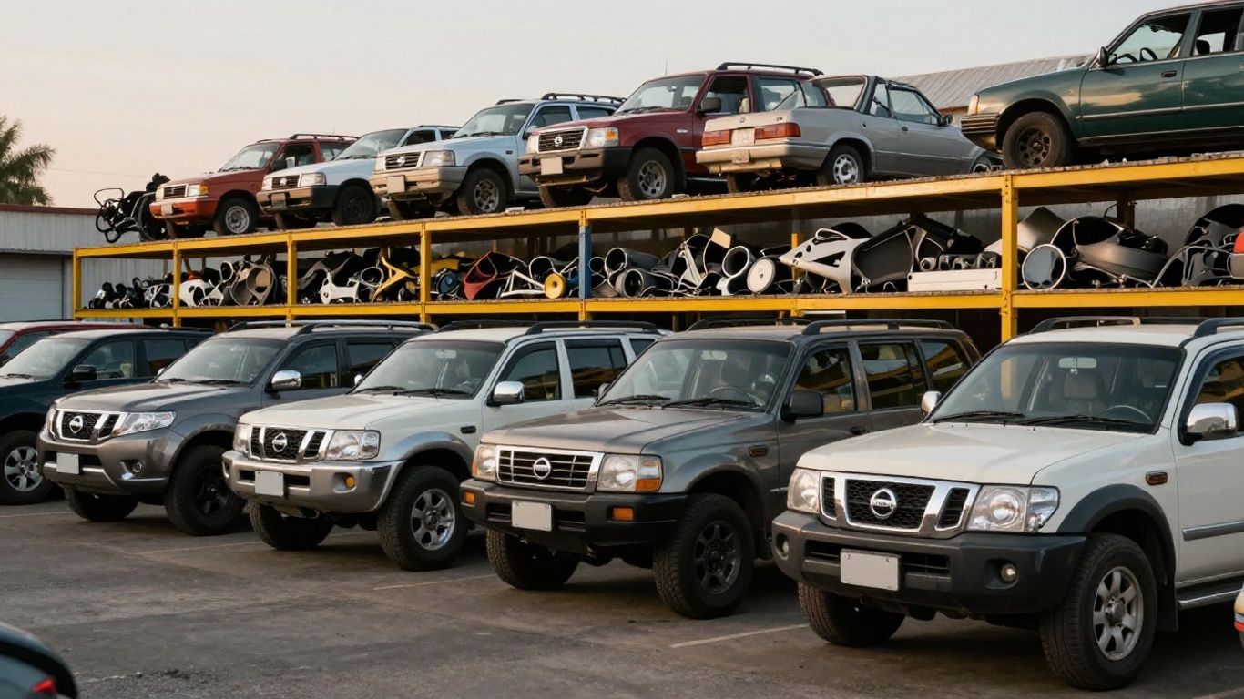 Nissan vehicles and parts in Perth yard