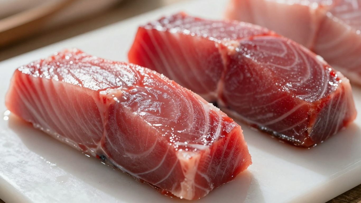 Fresh tuna steaks, ready for market.