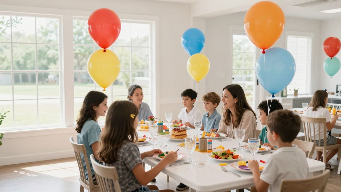 Family celebrating at a small event venue in Addison, TX.