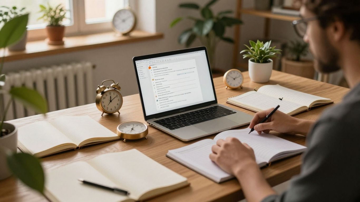 Person organising remote work across time zones