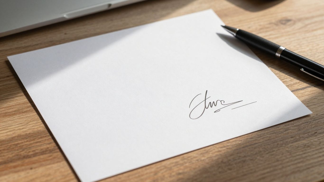 Ein handschriftlicher Kaufvertrag liegt bereit auf einem Tisch