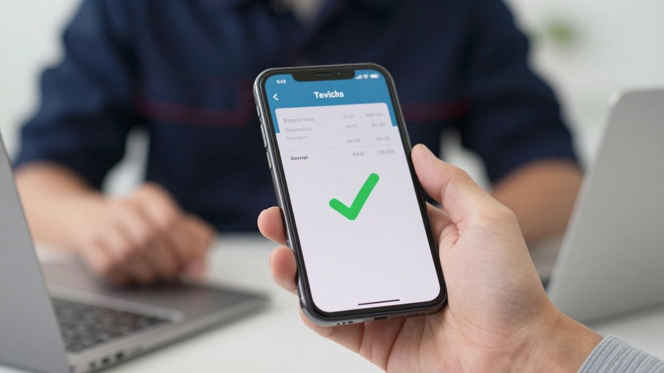 Field service invoice on a smartphone screen.