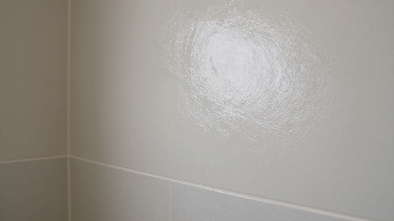 Close-up of lustrous Venetian plaster in a bathroom.