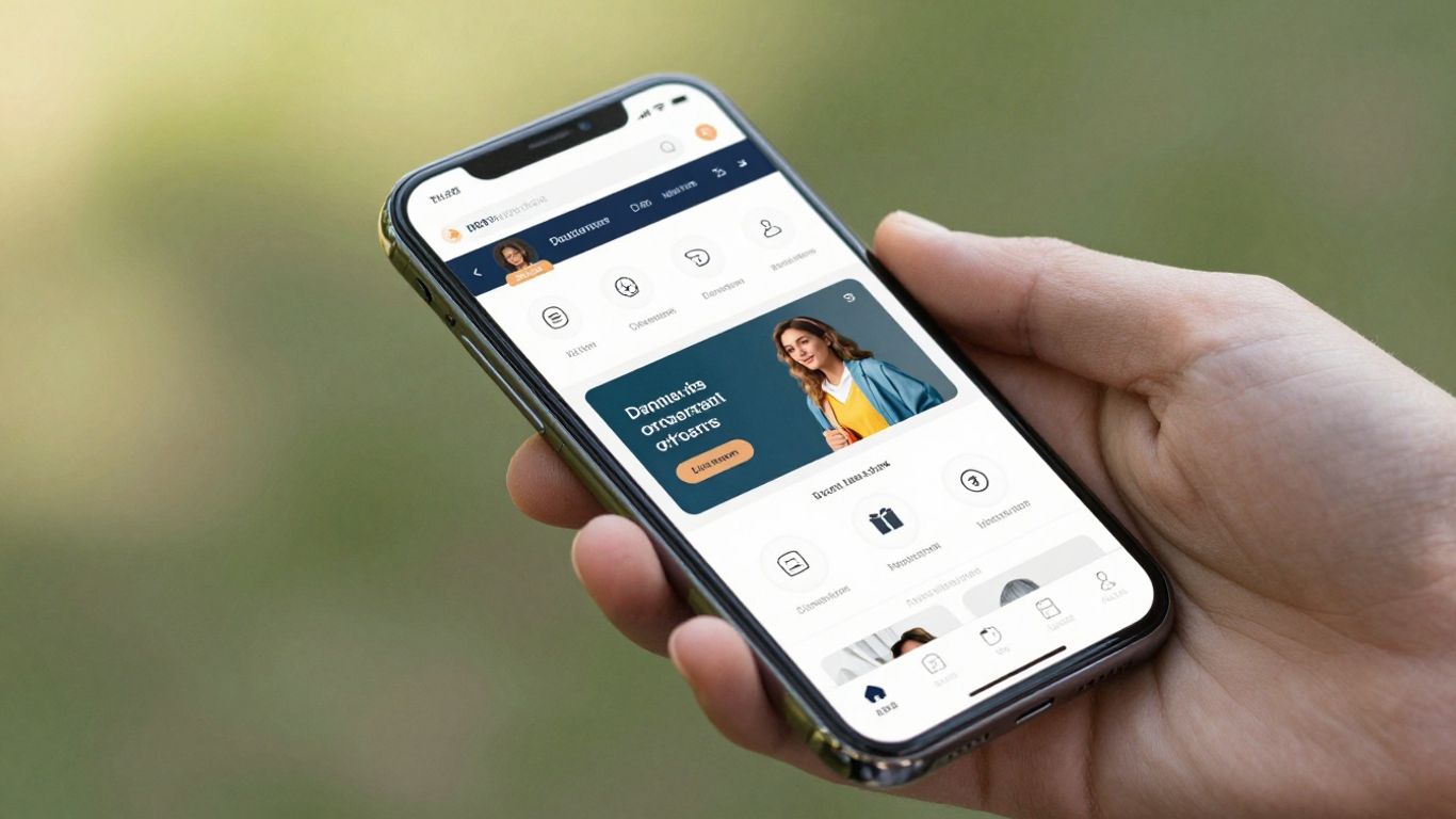 Smartphone displaying a modern website on a hand.