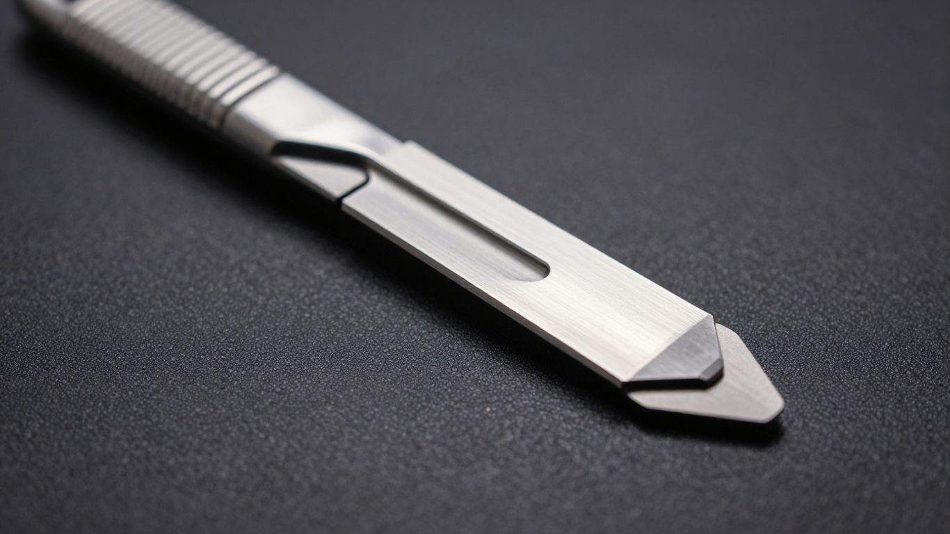 Close-up of a Perma Sharp razor blade.