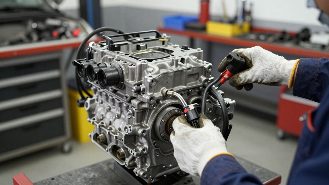 Mitsubishi replacement engine in workshop