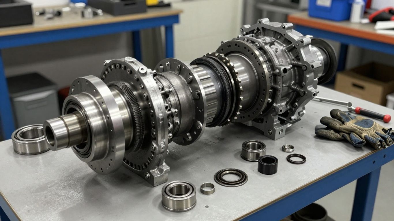 Rebuilt manual gearbox ready for installation