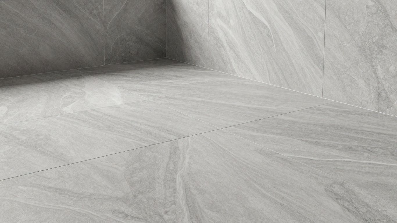 Elegant grey quartzite tiles in a room sketch.