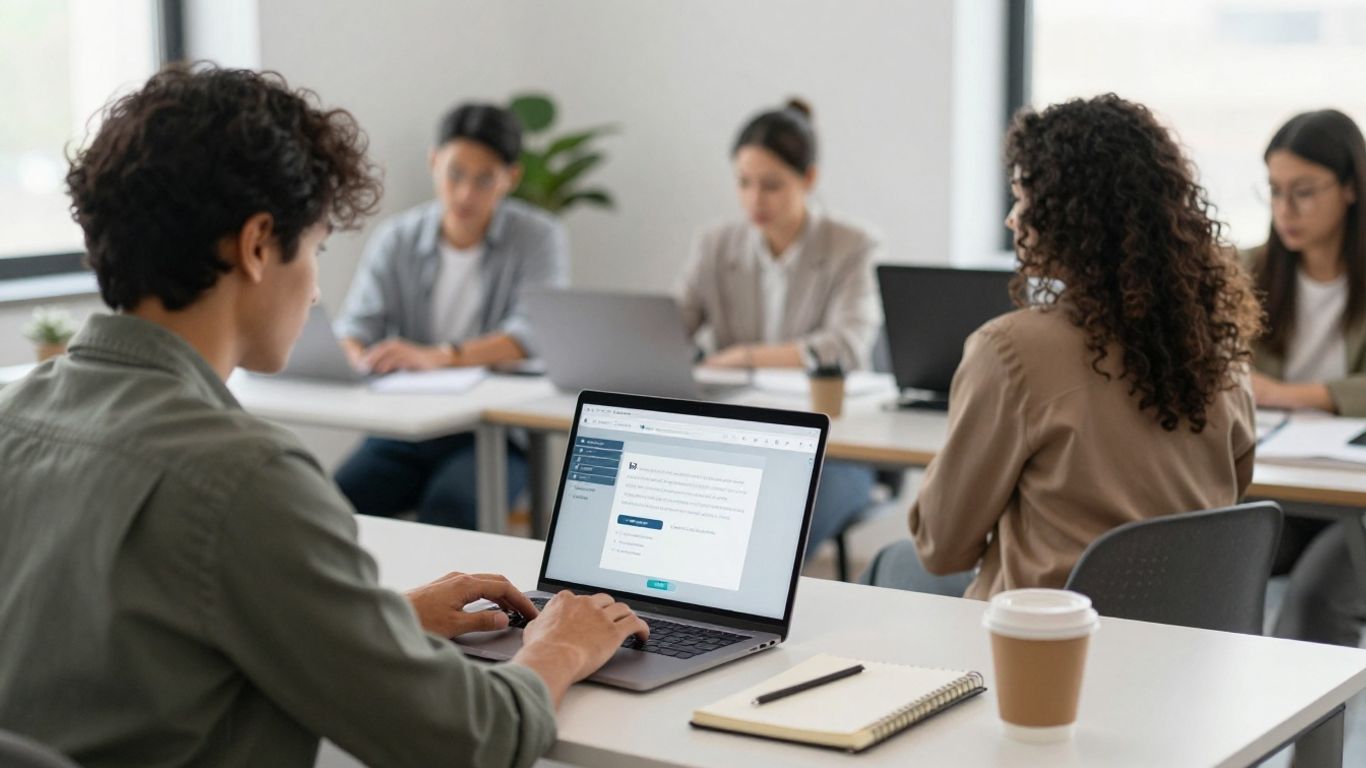 Employee using an AI coaching platform at work