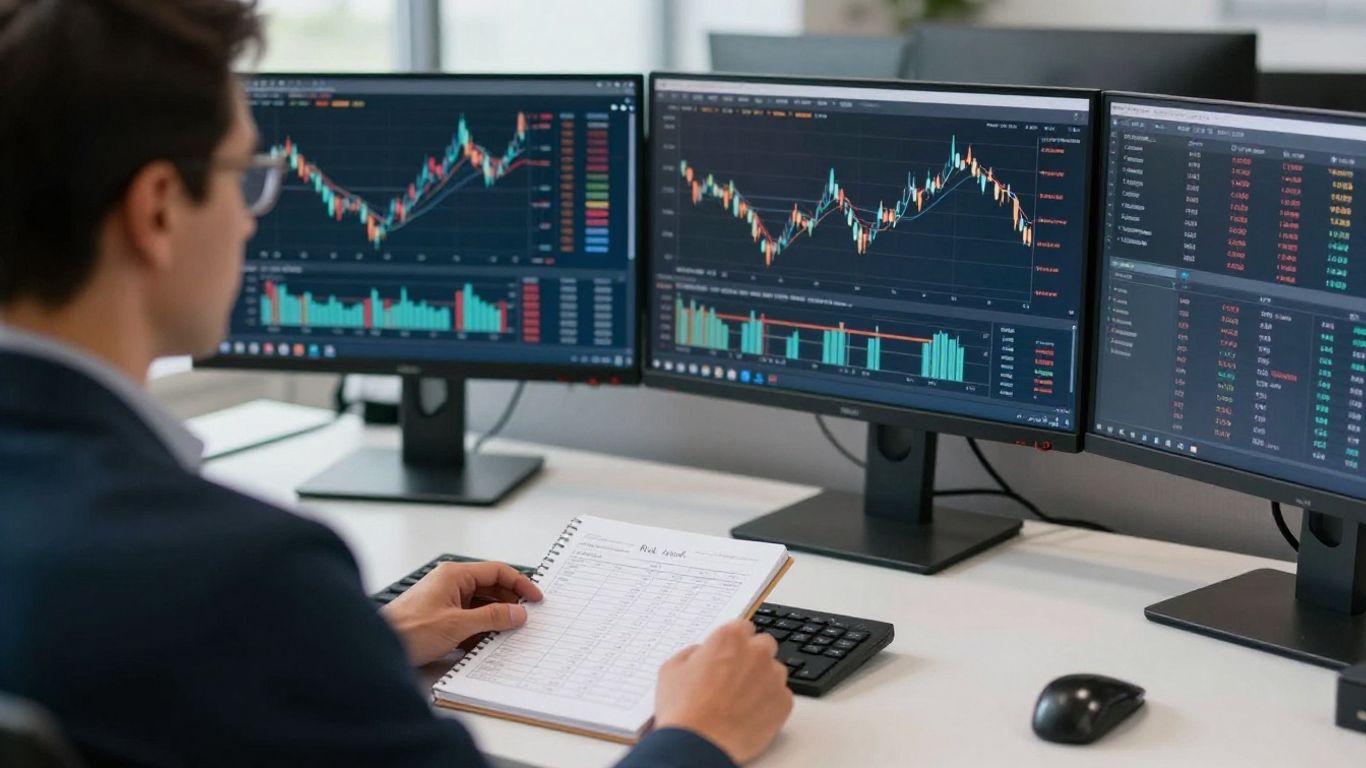 Trader reviewing a stock evaluation dashboard