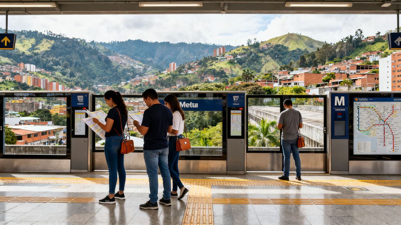 Medellín Metro train arriving at station
