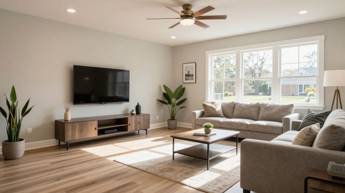 Finished basement remodel in Suwanee, Georgia.
