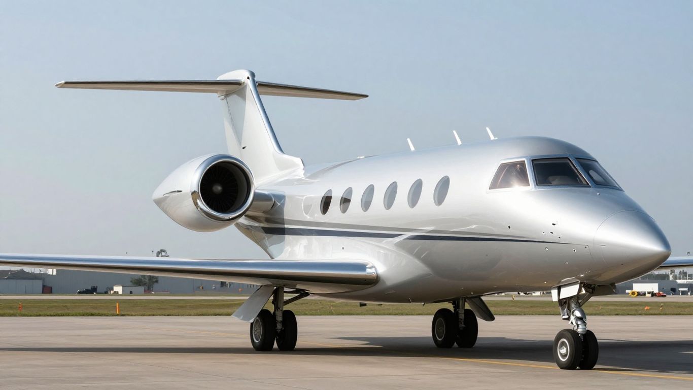 Bombardier private jet on tarmac
