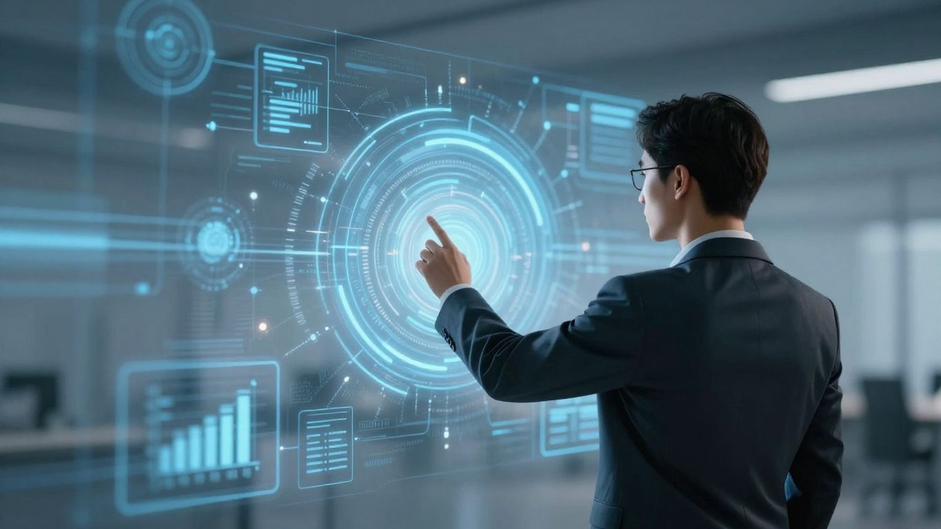 Person using AI video tools for professional content creation.