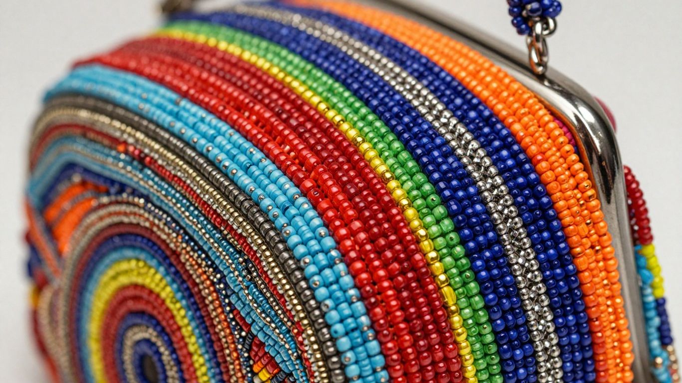 Elegant beaded purse with intricate beadwork.