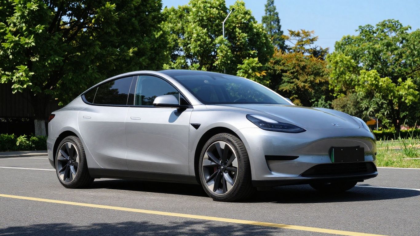 Moderner Hybrid-Auto auf einer Straße