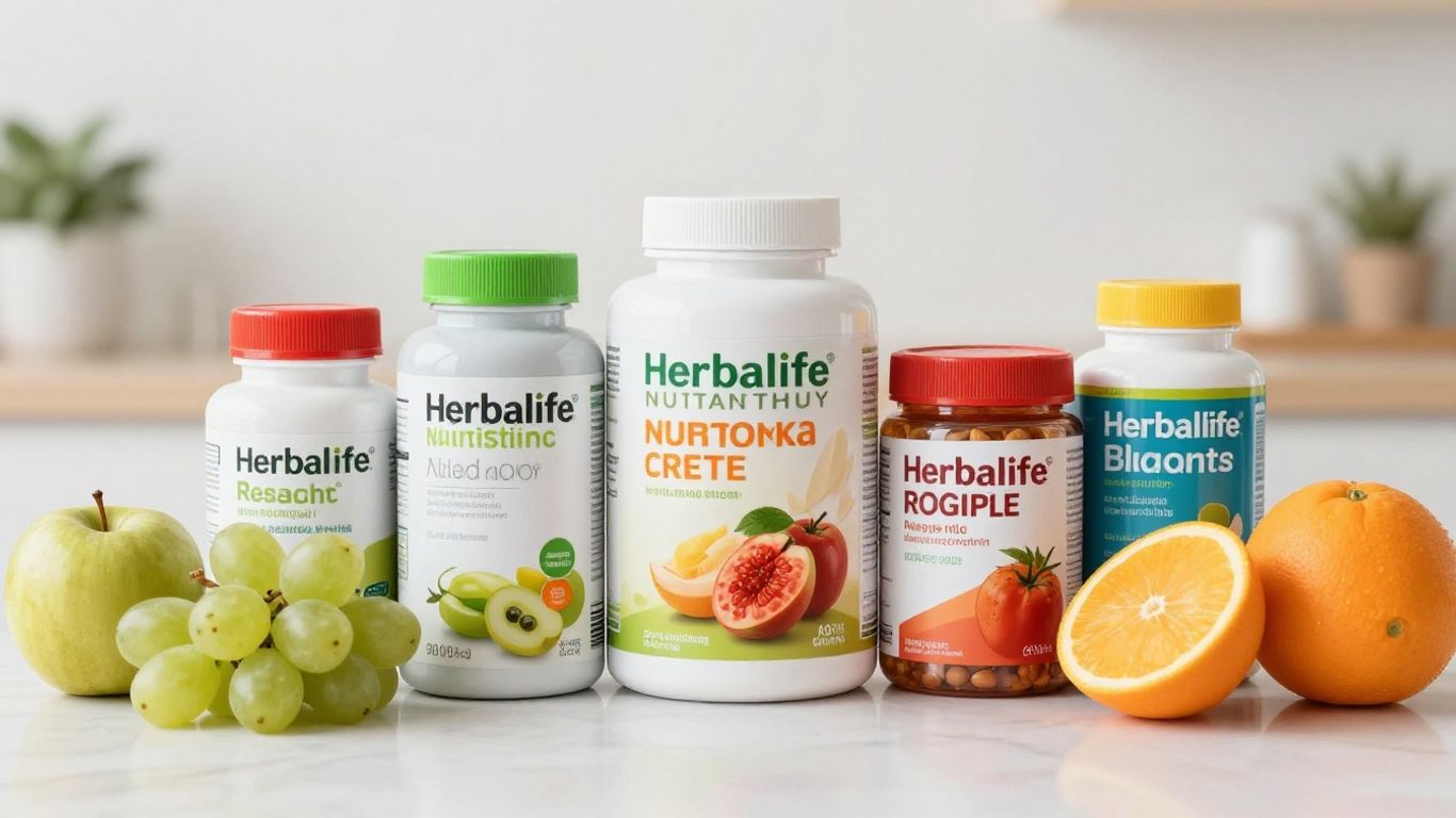 Herbalife products with fruits and vegetables for weight gain.