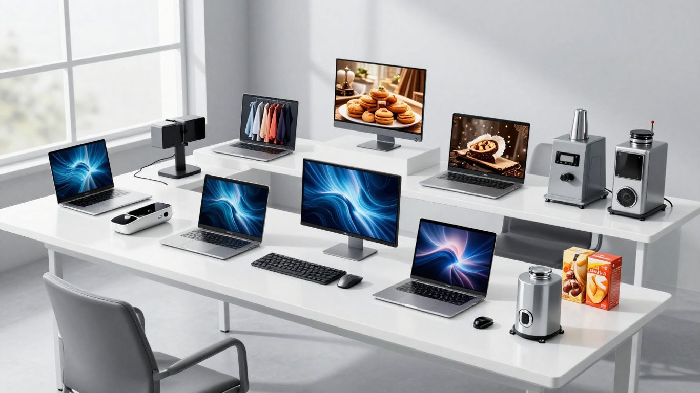 Various products and business operations in one photo
