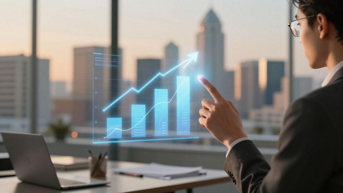Dallas skyline with business growth chart and professional.