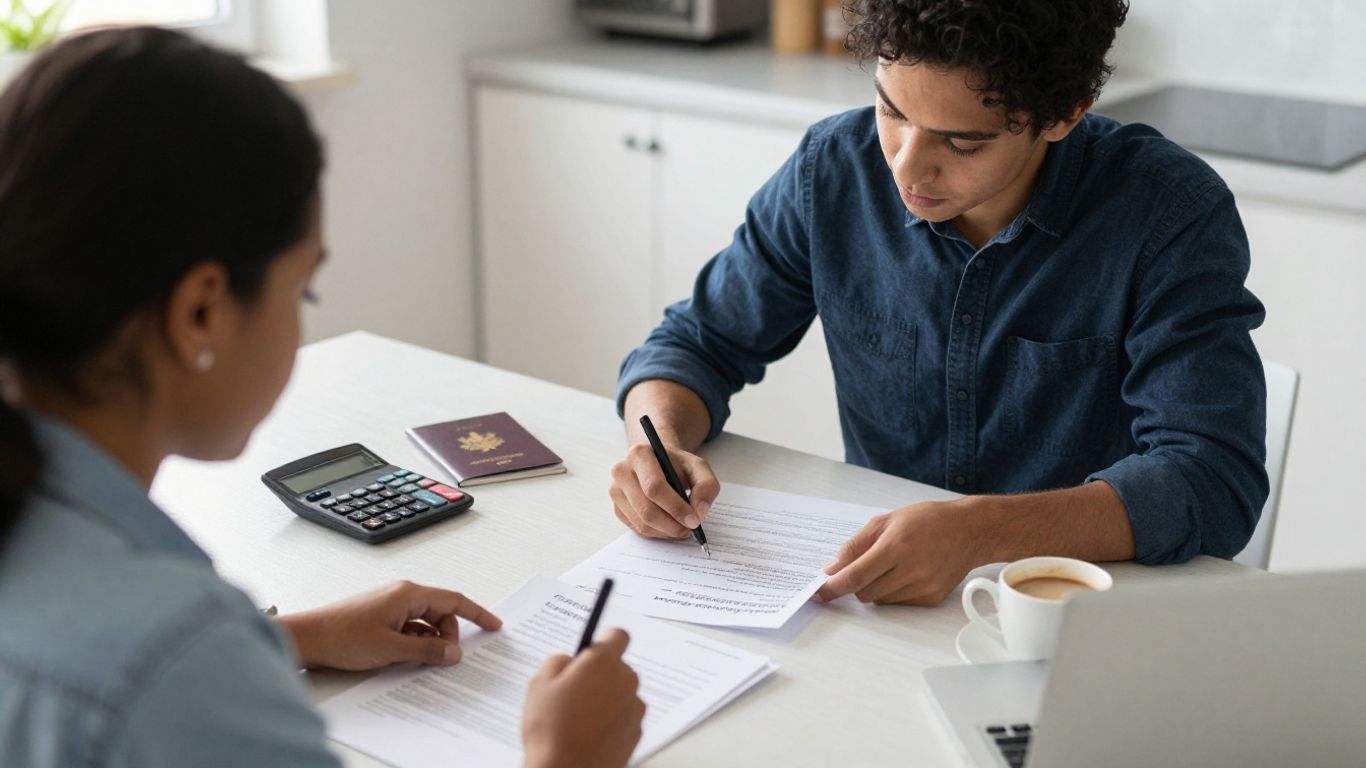Student reviewing education loan documents at home