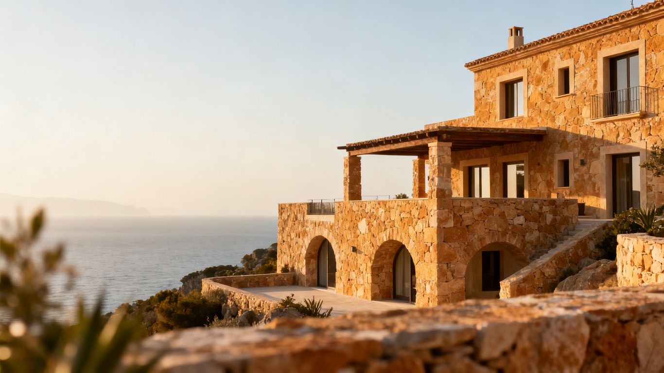 Mediterrane Villa in der Abendsonne