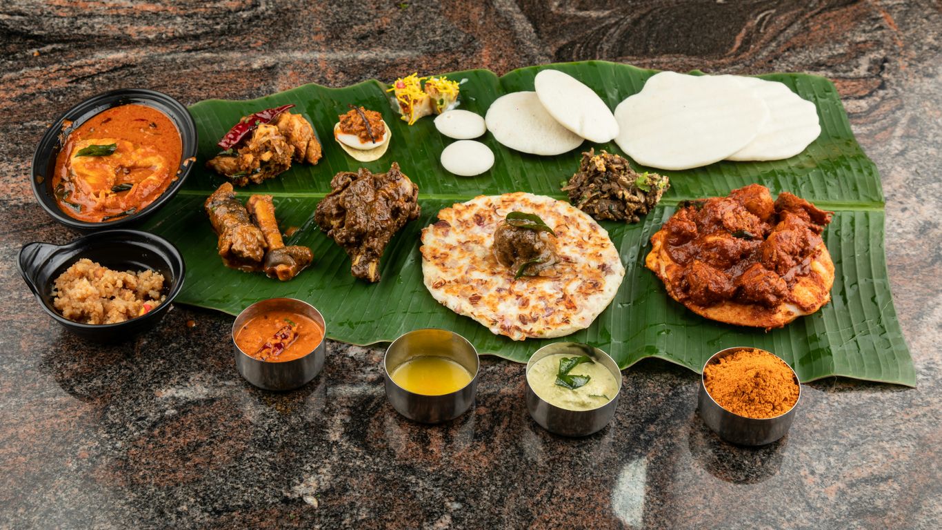 Colorful variety of authentic indian heritage dishes
