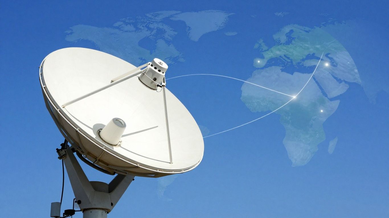 Satellite dish receiving signals globally