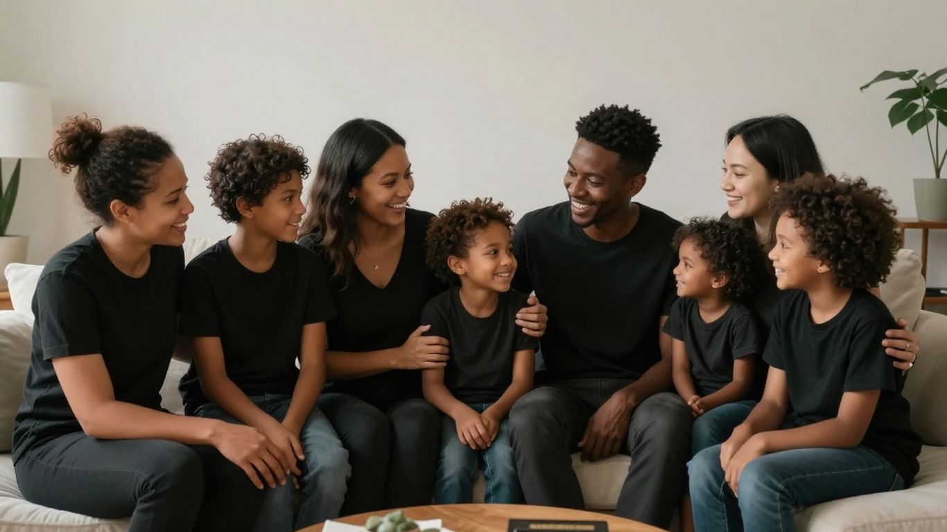 Samengesteld gezin dat samen tijd doorbrengt.