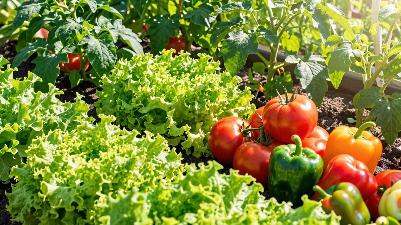 Garten mit reifem Gemüse und reicher Ernte