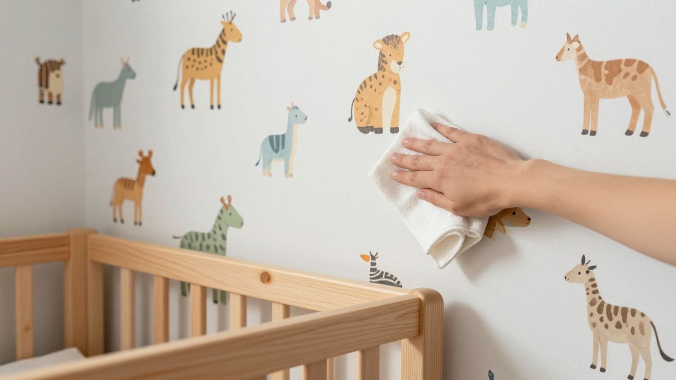 Détail d’un papier peint enfant lavable