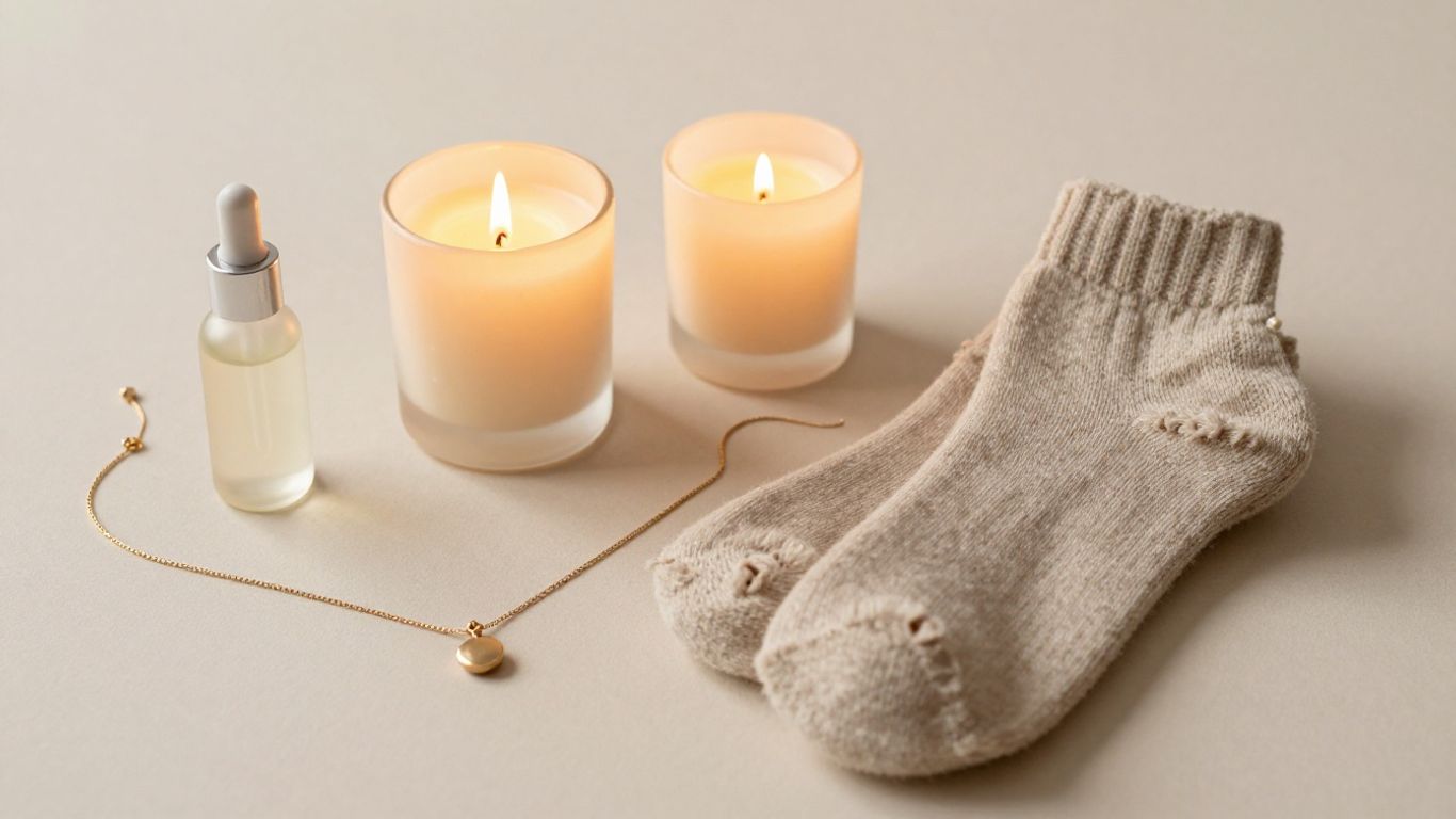 Idées de cadeaux abordables pour les femmes, y compris des soins de la peau et des bijoux.