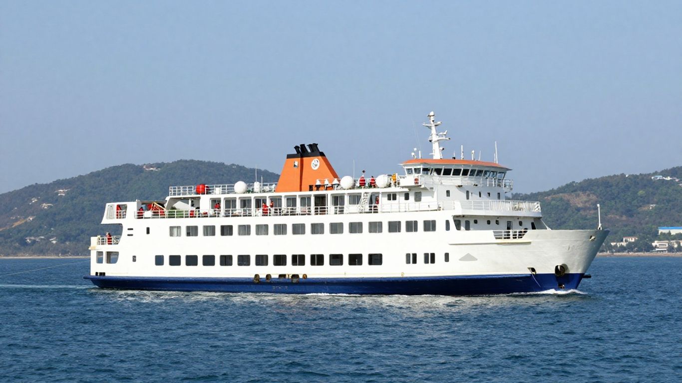Ferry sailing across the sea towards Bilbao.
