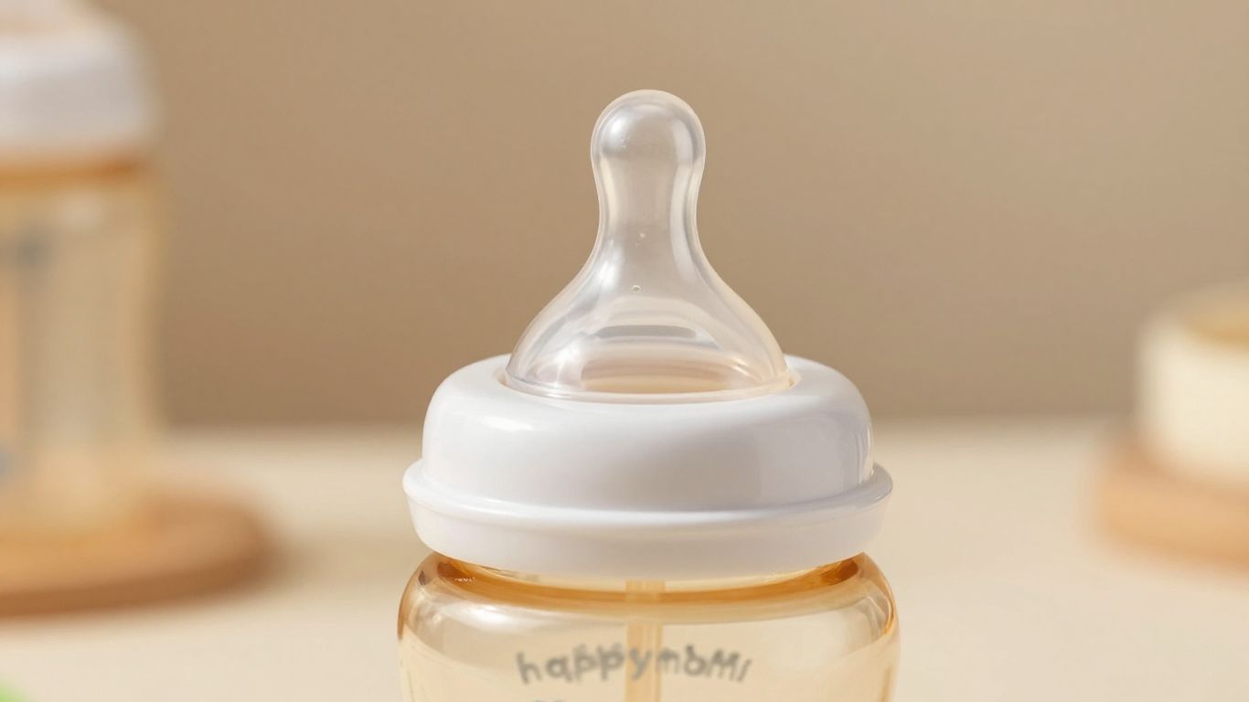 Biberón Happymami con diseño ergonómico y tetina suave.