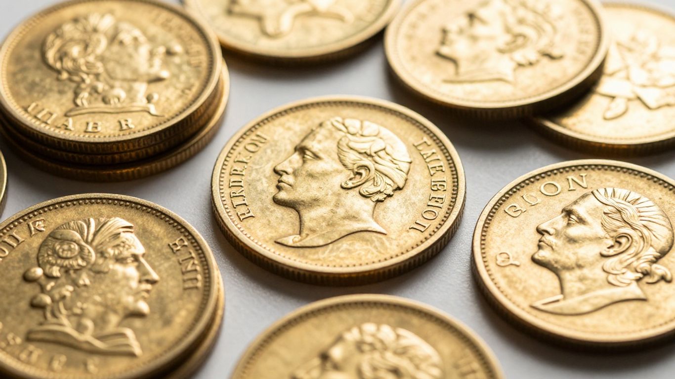 Monedas de oro coleccionables con detalles intrincados.