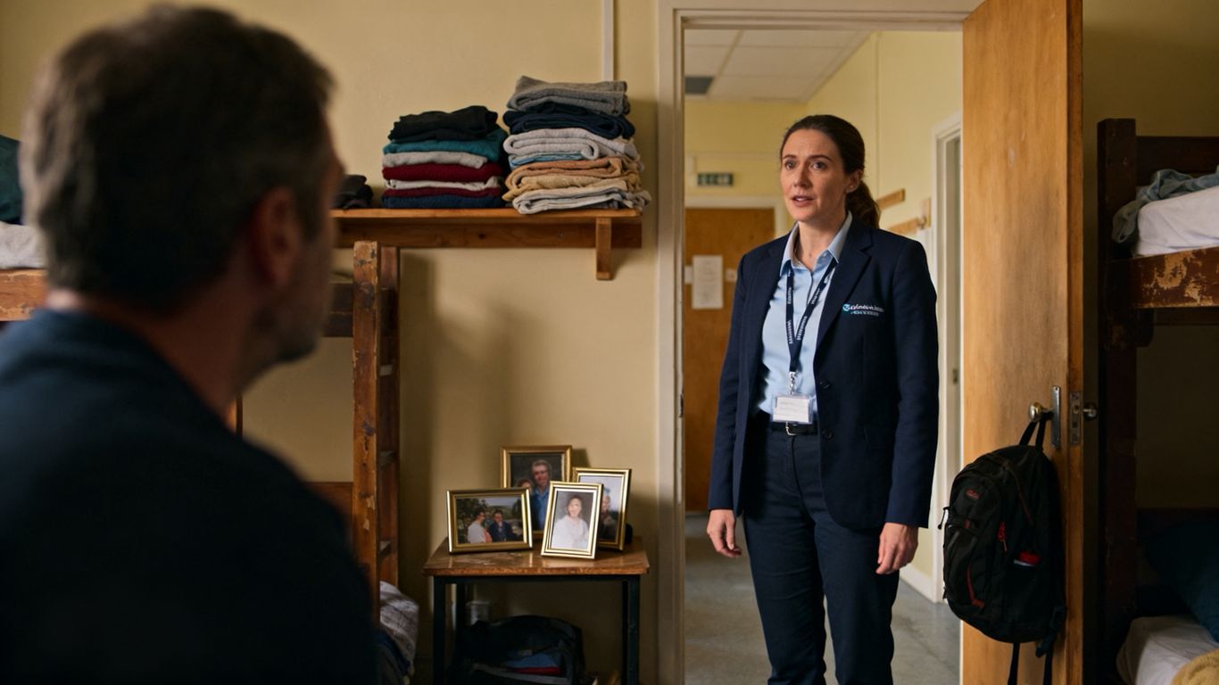 Support worker speaking privately with resident