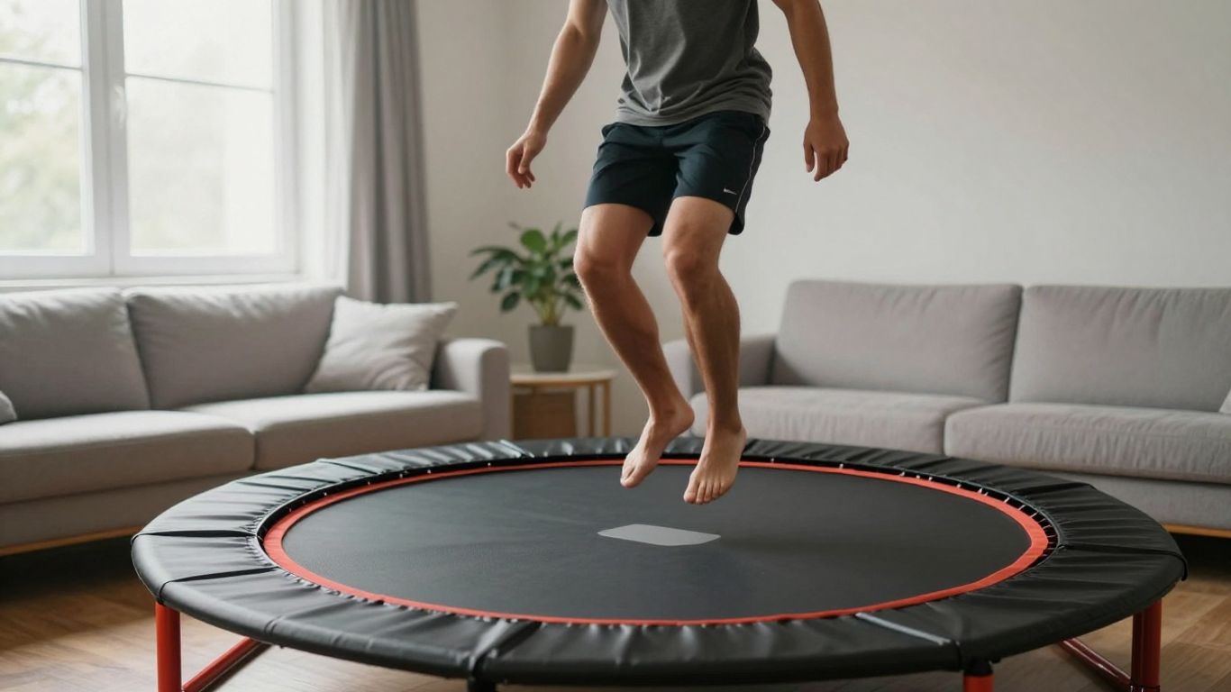 A person jumping on an indoor rebounder