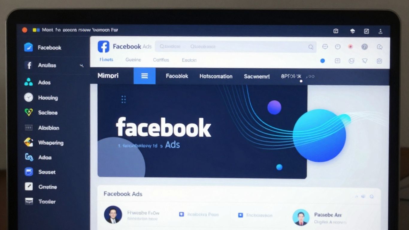 Interface de anúncios do Facebook com elementos visuais dinâmicos.