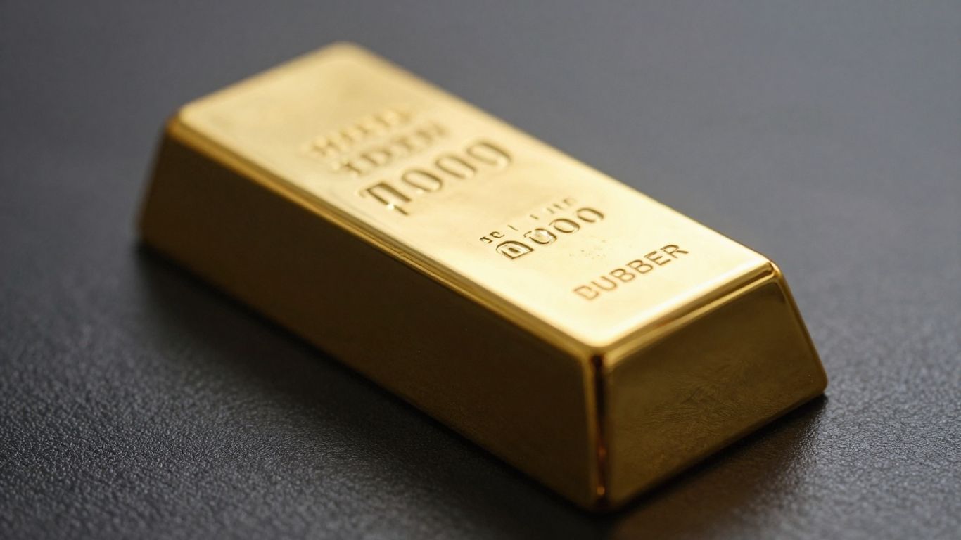 Barra de oro brillante sobre fondo oscuro.