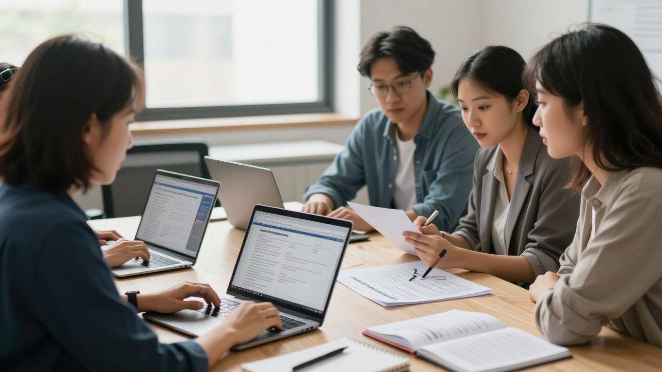 Marketing team reviewing an experiment plan
