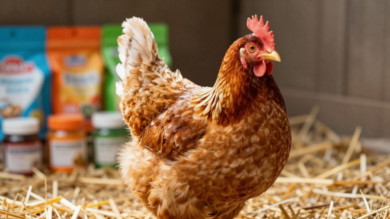 Zdrowy kurczak z suplementami mineralnymi w tle.