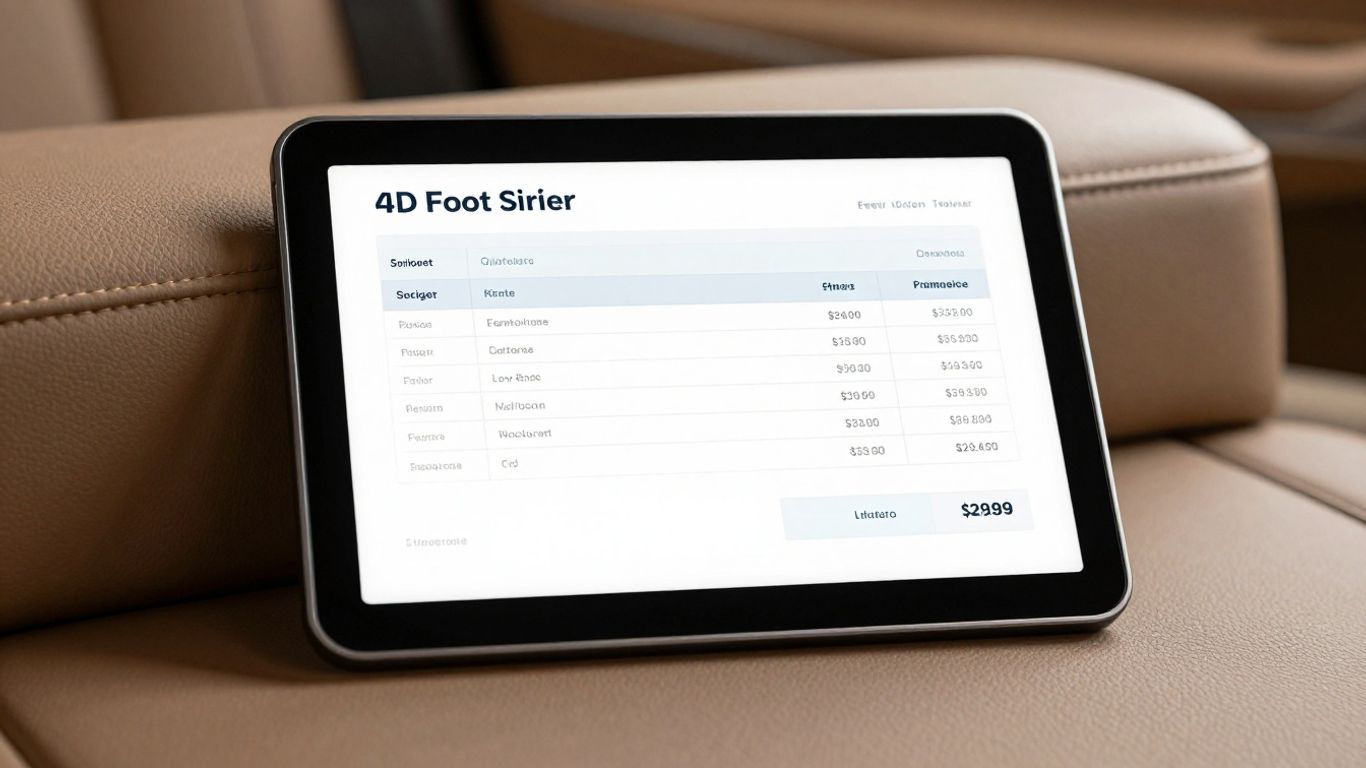 Digital dashboard showing luxury travel billing details