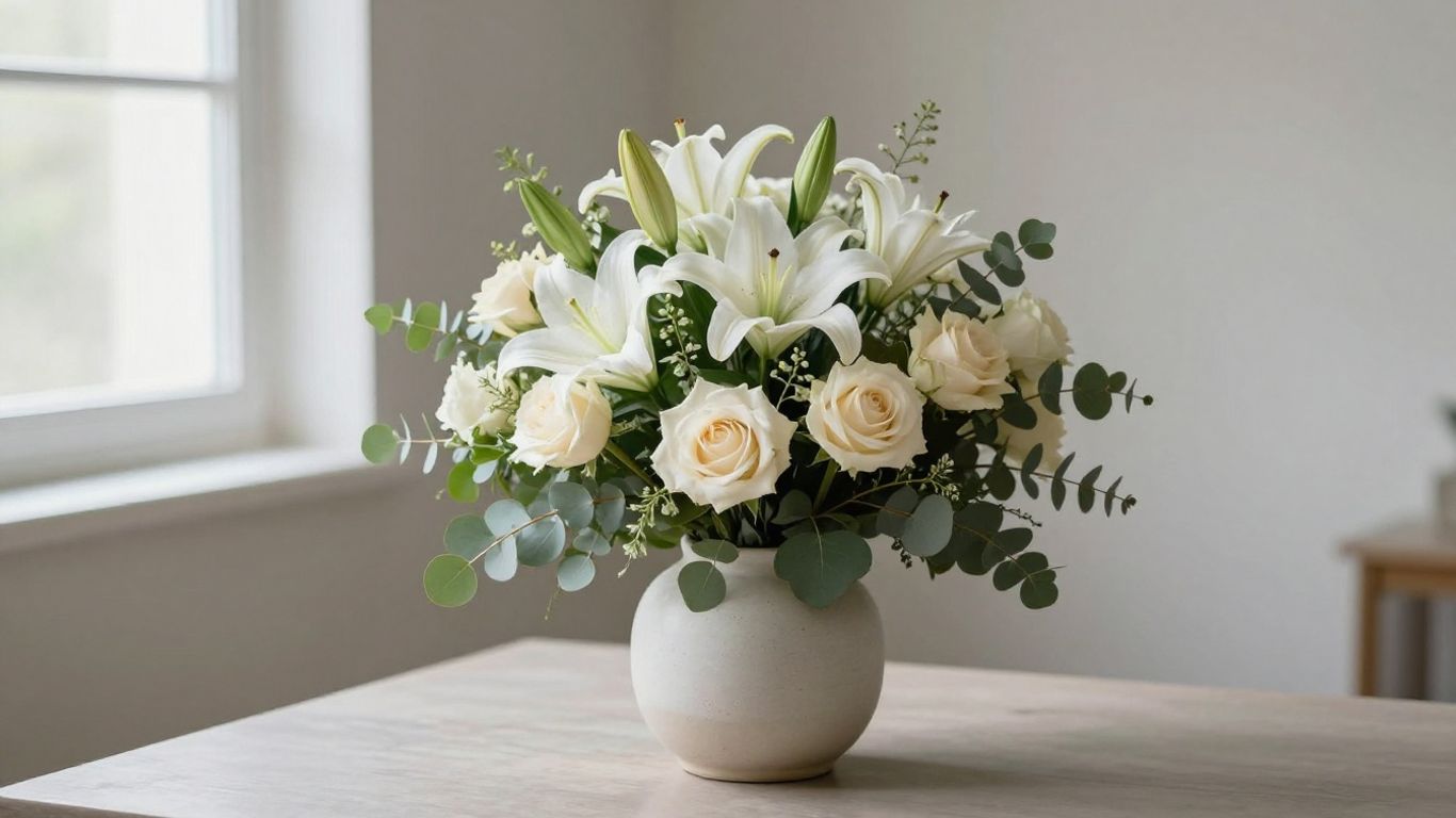 White and soft pastel condolence flowers