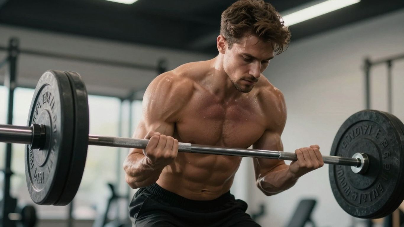 Athlete training intensely in a modern gym.