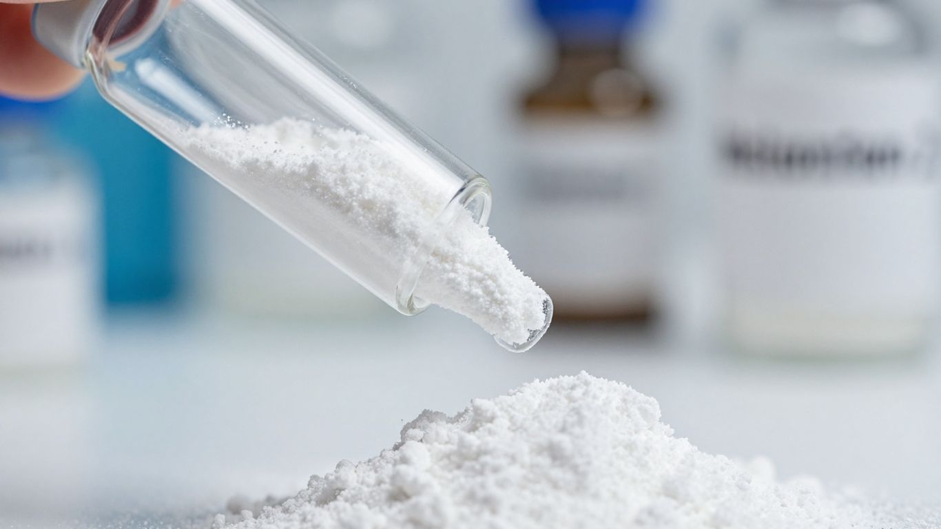 Vial of white powder, potential Melanotan 2.