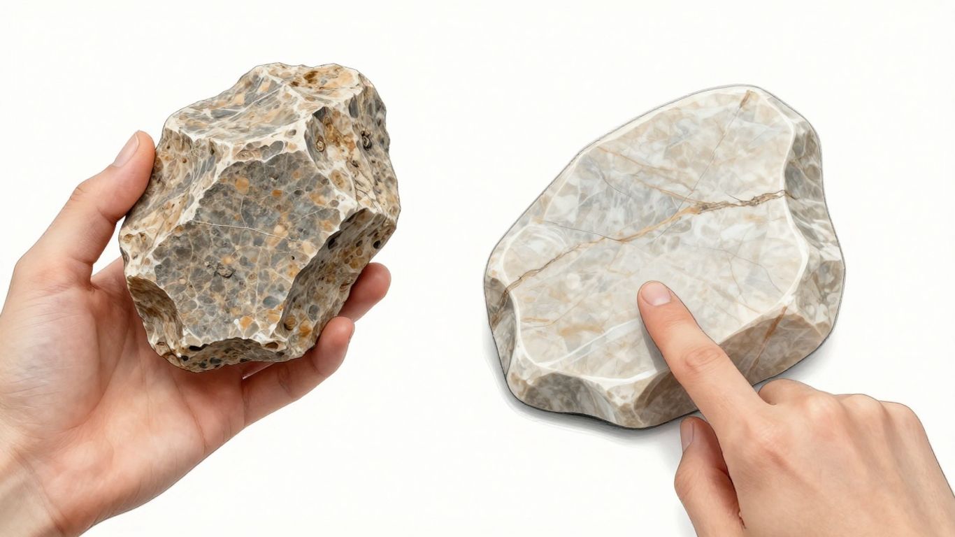 Close-up sketch of natural stone textures and finishes.