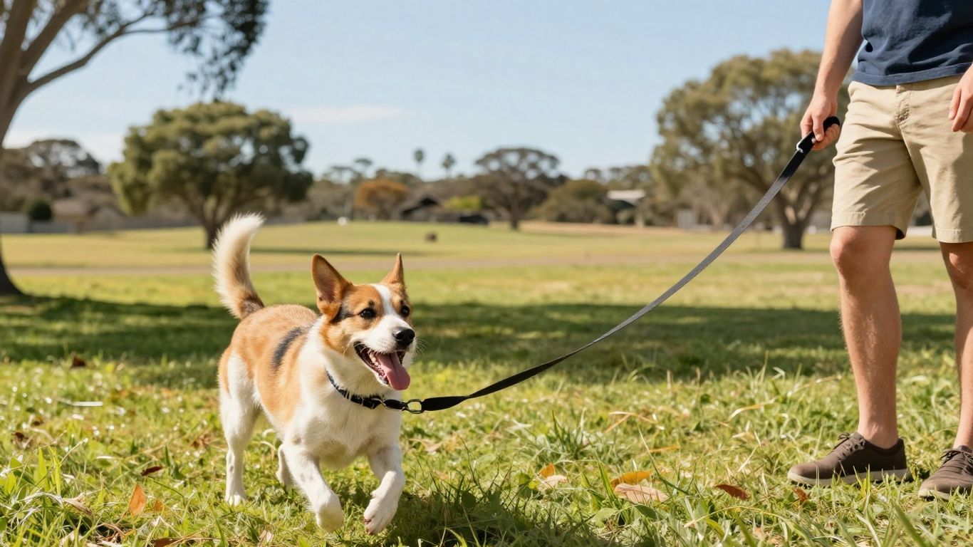 Happy dog and owner enjoying outdoor activity in Australia.