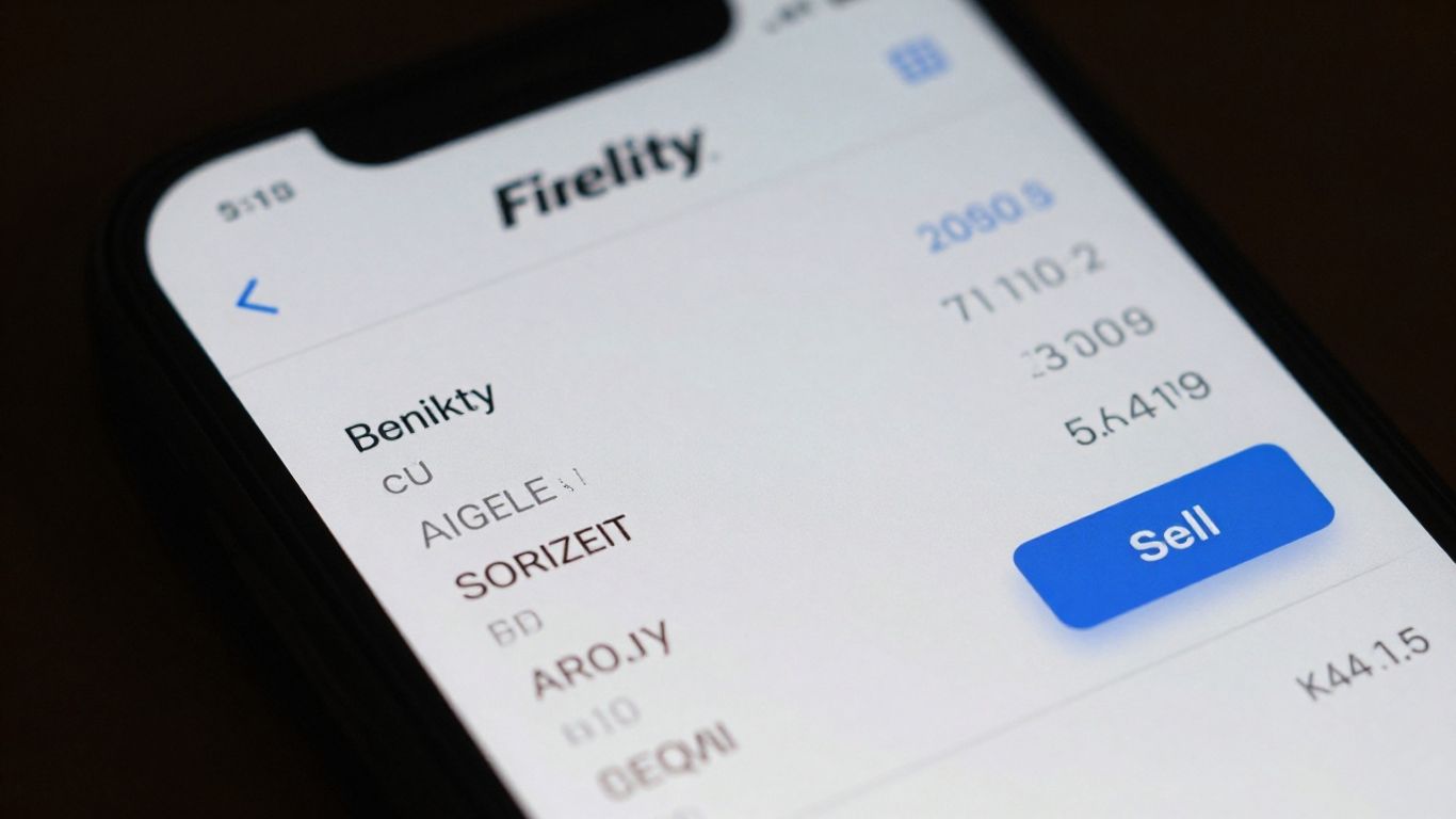 Fidelity stock trading app on a smartphone screen.